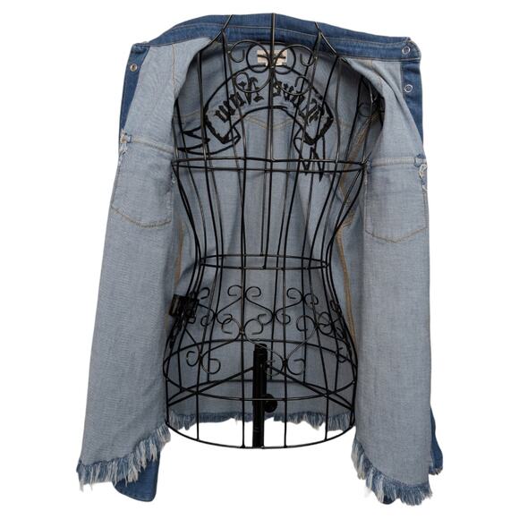 Zadig & Voltaire Deluxe Thelma Love Now Embroidery Western Denim Button Shirt XS - Picture 10 of 15